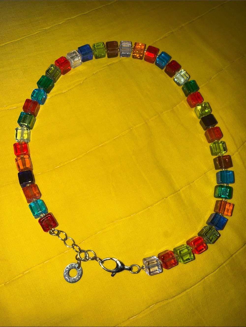 Antica Murrina Murano Glass Rainbow Cube Necklace 15” Italy